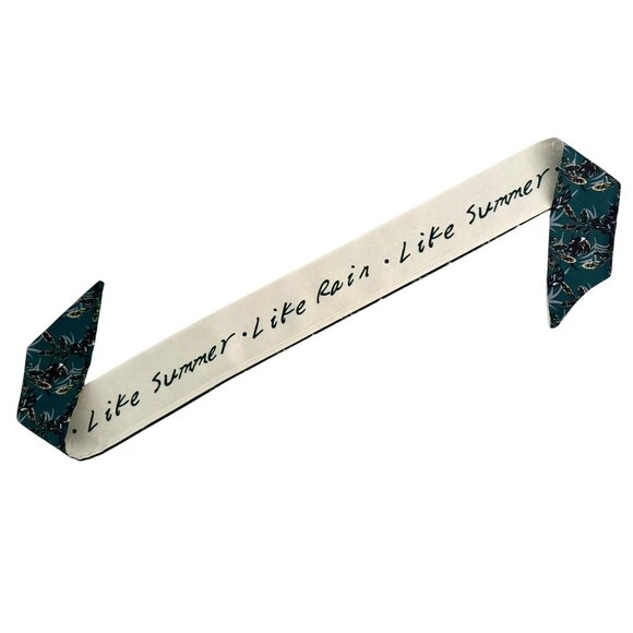 Slim Scarf Green Botanical 34in Satin Two Sided Boho Dark Academia No61 - Picture 5 of 13